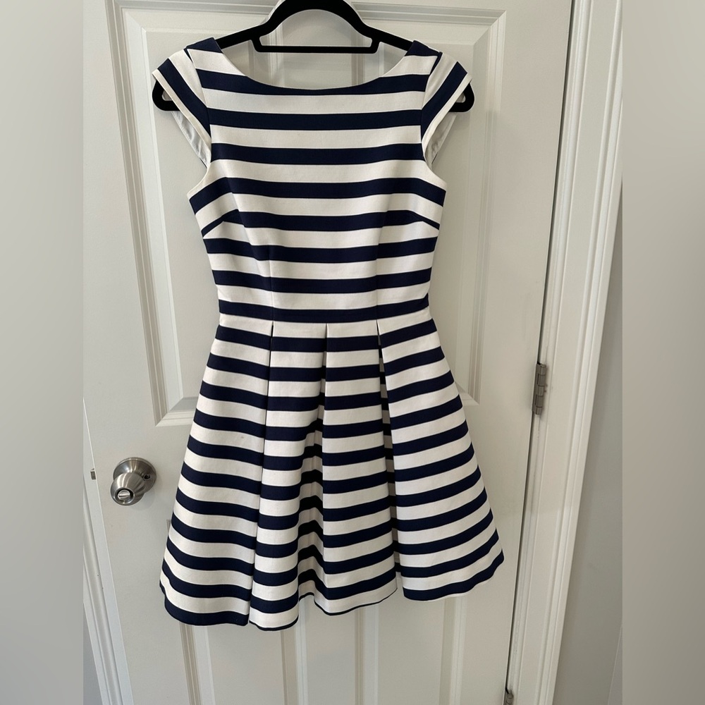 Kate Spade Blue Hyacinth Stripe Cap Sleeve Mariella Dress